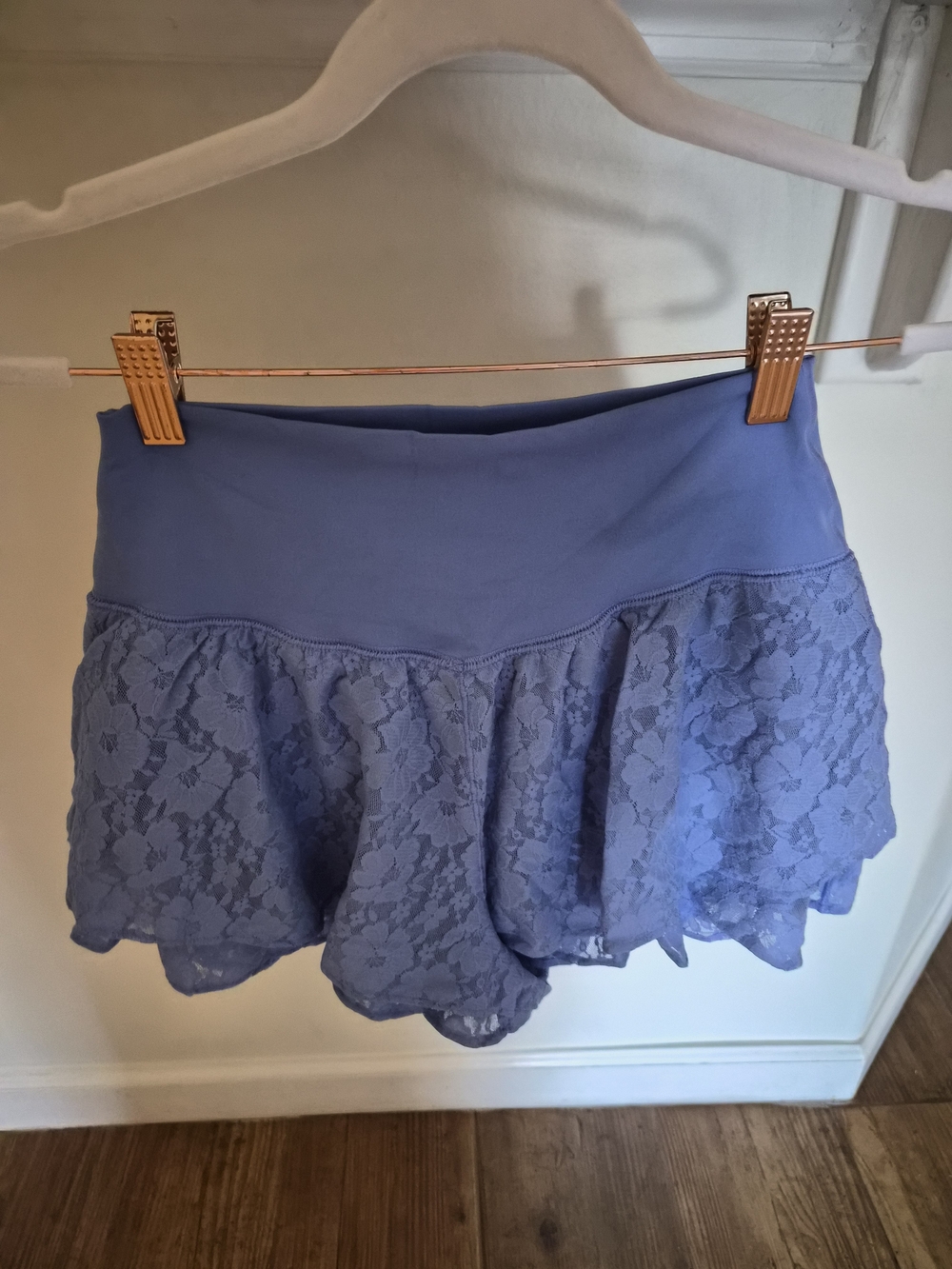 Offline By Aerie Lace Overlay Flutter Shorts Skort in Periwinkle Blue